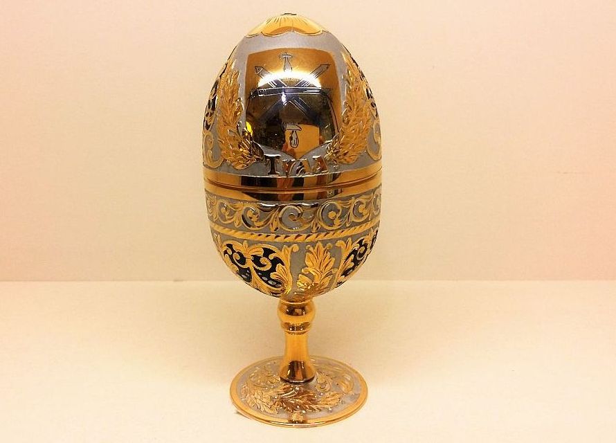 Яйцо-рюмка  "Герб Тулы" сувенирное, золочение